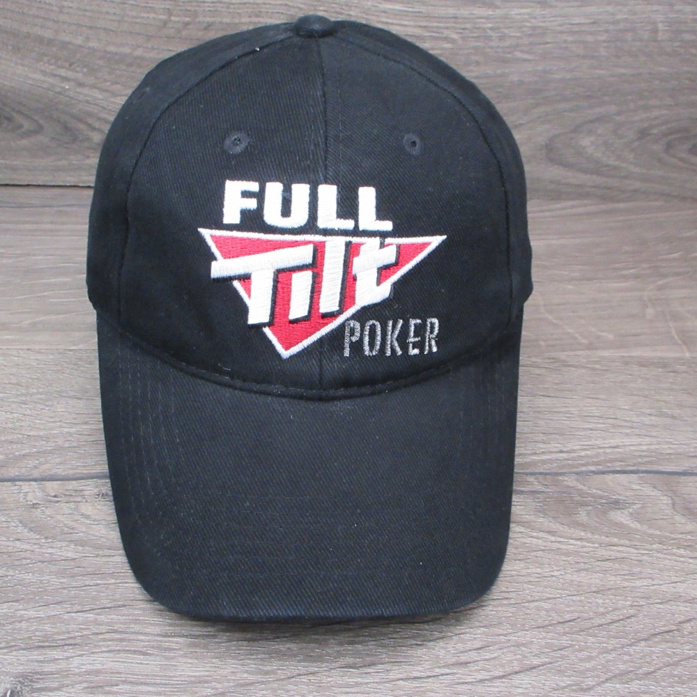 Full Tilt Poker Hat Cap Mens Strap Back Black Gambling Casino Card Game Gorpcore